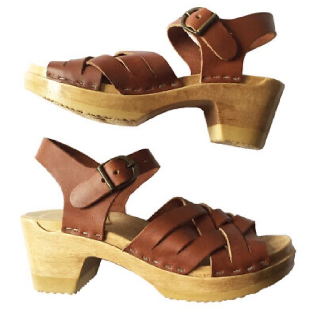 NO.6 Huarache Clog on Mid Heel Sandal, Size 40